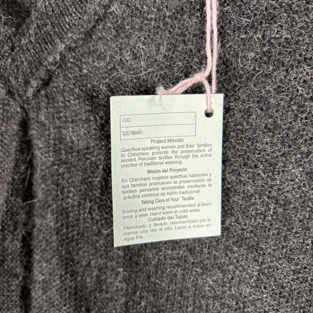 Centro De Textiles Tradicionales Del Cusco Alpaca Wool Sweater Gray V Neck Peru - Picture 6 of 12
